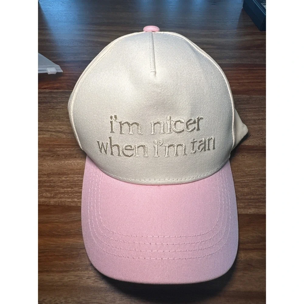 Im Nicer When Im Tan Baseball Cap Pink Cream Snapback Trucker Hat Womens